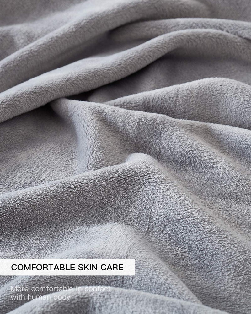 KMUSET Fleece Blanket Grey Queen Size Lightweight Cozy Plush Microfiber Solid Blanket Factory Shop - Image 4